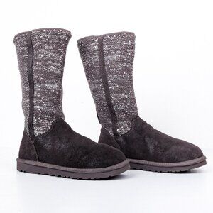 UGG Women Camaya Grey Suede Sequin Knit Slip-on Winter Boots sz 8